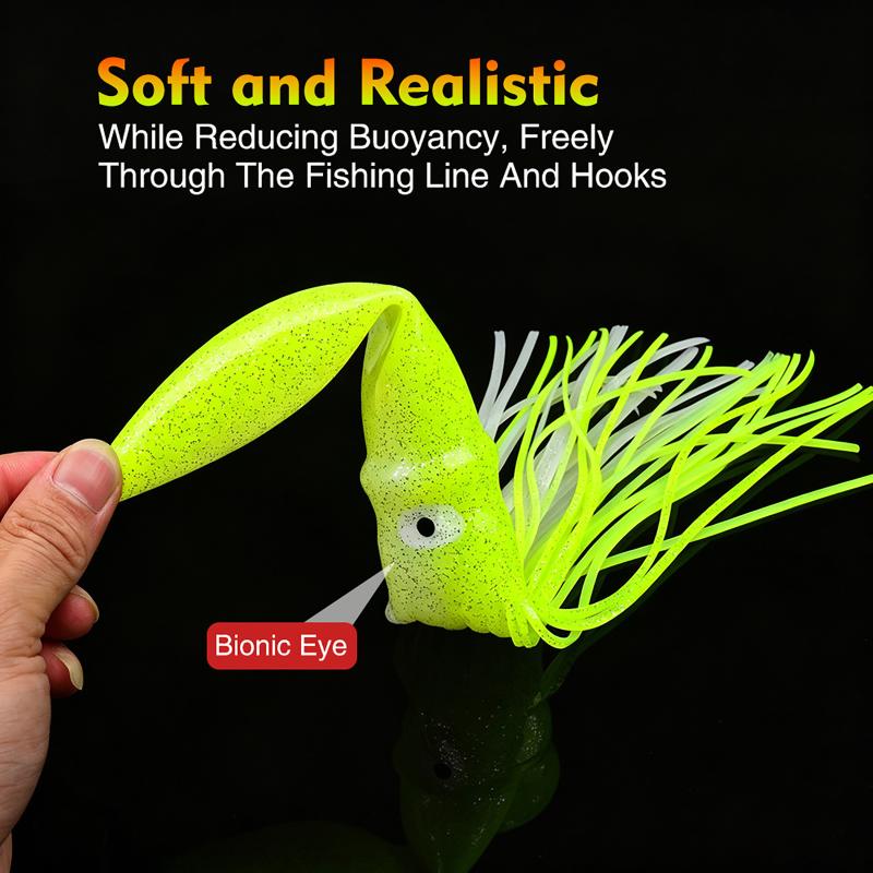 Calamar Blando Luminoso Grande de 17,5 cm-41 cm para Pesca en el Mar Falda de Calamar Pulpo Pesca de Arrastre Señuelos para Atún Aparejos de Pesca en Agua Salada