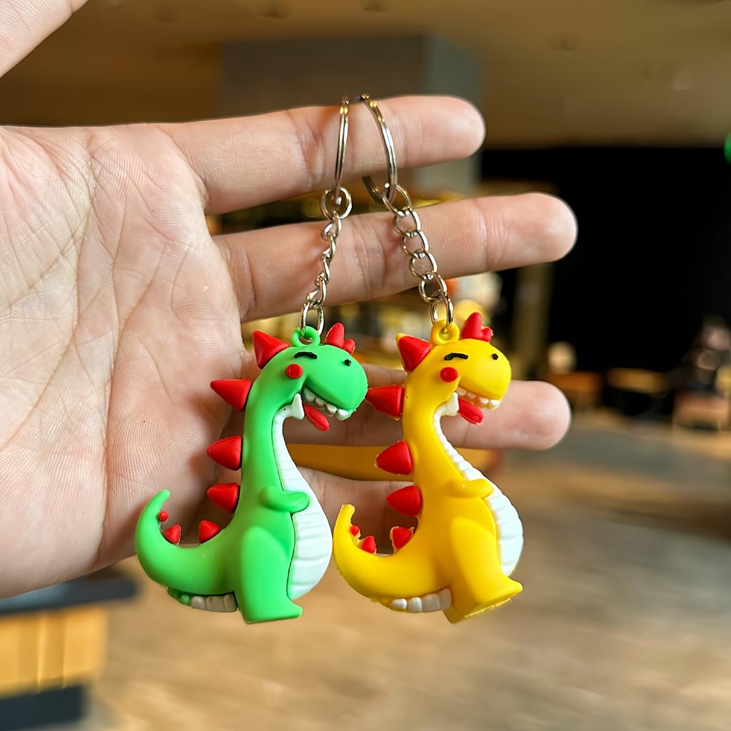 Cartoon Dinosaur Keychain Soft Plastic Three-dimensional Schoolbag Pendant Doll Keychain Backpack Pendant Street Stall Gift