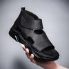 High Cut Roman Sandals Men PU Solid Color Thick Sole Comfortable Breathable Non Slip Men Elevated Business Casual Sandals