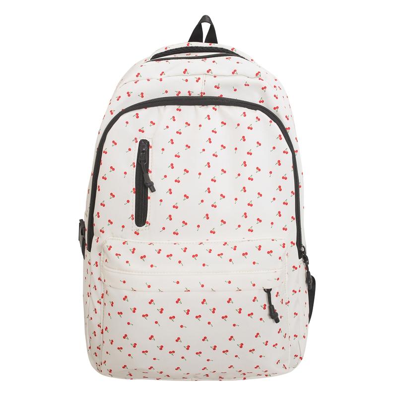 

Школьный рюкзак для школьников средних и старших классов с принтом, большой вместимости, легкий женский рюкзак Little Cherry белый