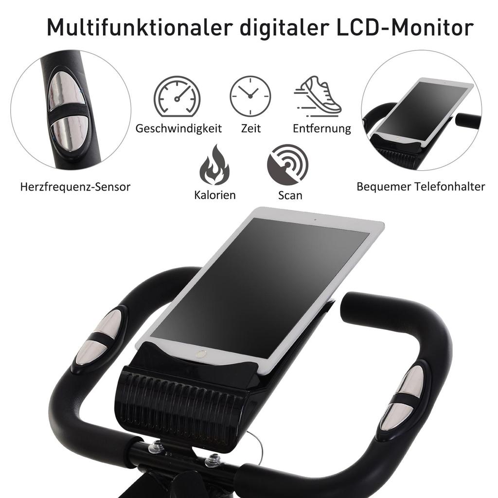 HOMCOM Foldable Exercise Bike, 8 Levels of Magnetic Resistance, Hand Pulse Sensors