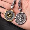 Stainless Steel Viking Dragon Odin Triangle Symbol Pendant Necklace Nordic Personality Men's Jewelry Tide
