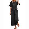 Summer New Ankle-Length Pants Casual Loose round Neck Short-Sleeved