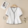 ZANZEA Blusa estiva casual da donna con scollo a V, tinta unita, manica corta
