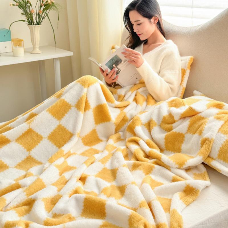 Cross-border Flannel Plaid Milk Velvet Summer Air Conditioning Blanket