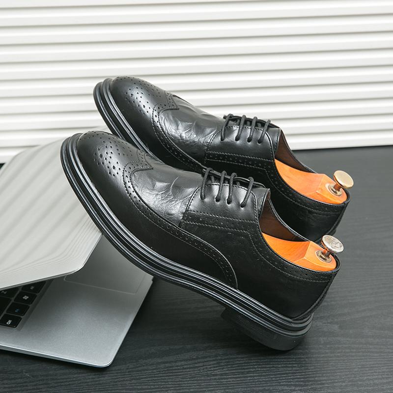 Formal Dress Shoes Mens Business Crocodile Pattern Leather Shoes Luxury Leather Classic Fashion Brogue Shoes Elegant Party Shoes