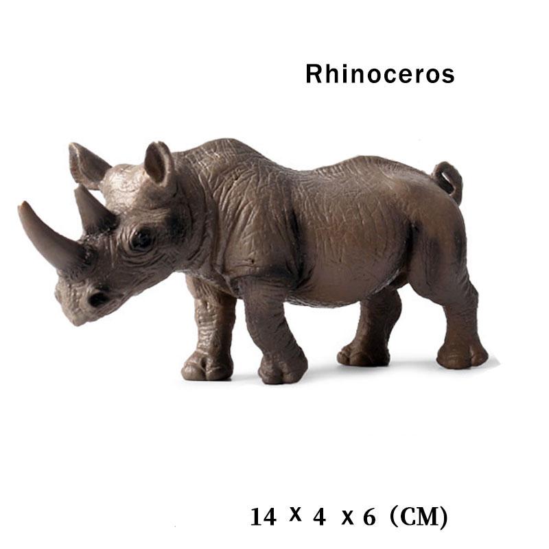 

19style Моделююча тварина Модель Дикий твердий пластиковий Слон Носоріг Бурий Ведмідь Тигр Лев Леопард Коня Модель Іграшки Орнаменти Rhinoceros