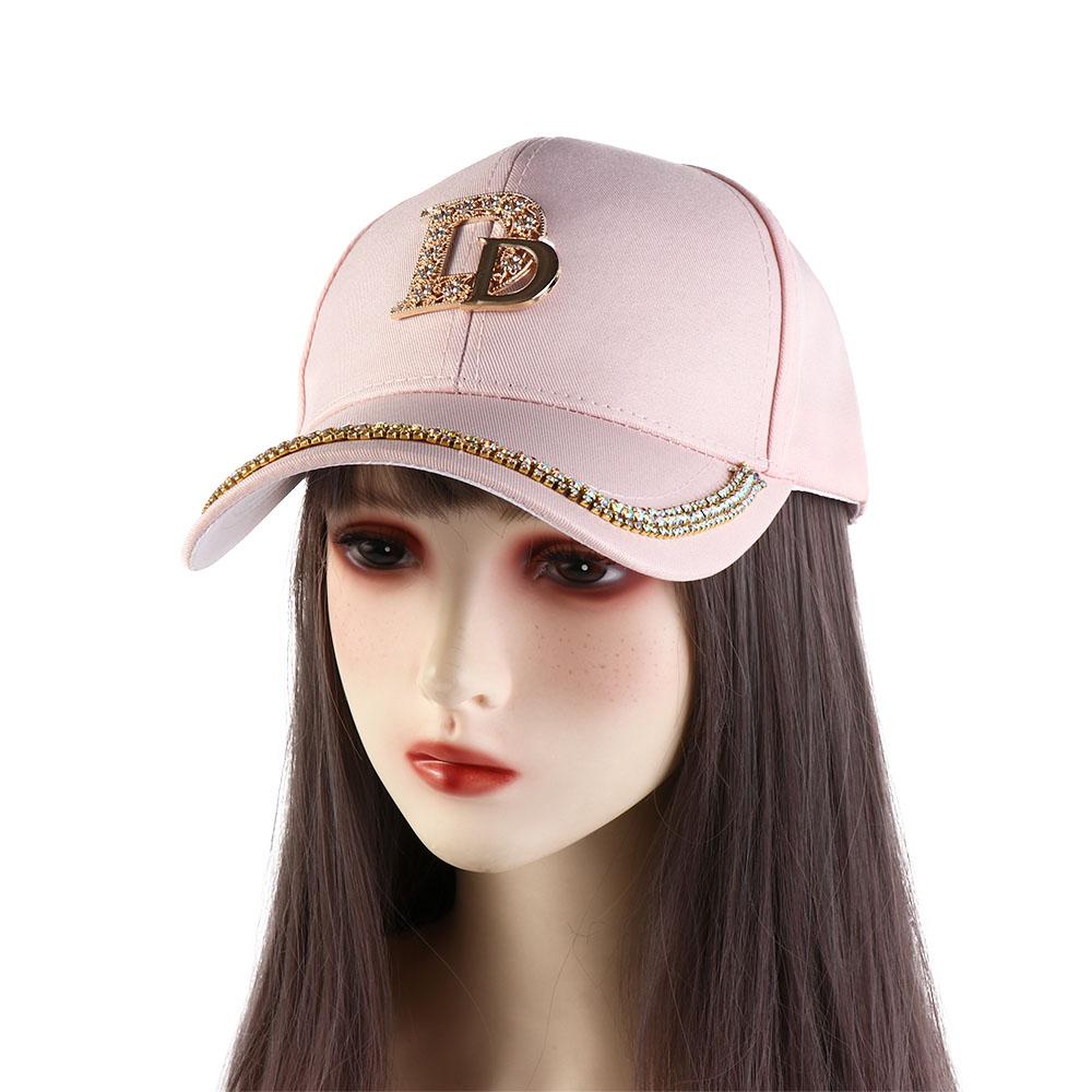 Letters Letter D Bling Rhinestones Women Baseball Cap Korean Style Sun Visor Adjustable Peaked Cap