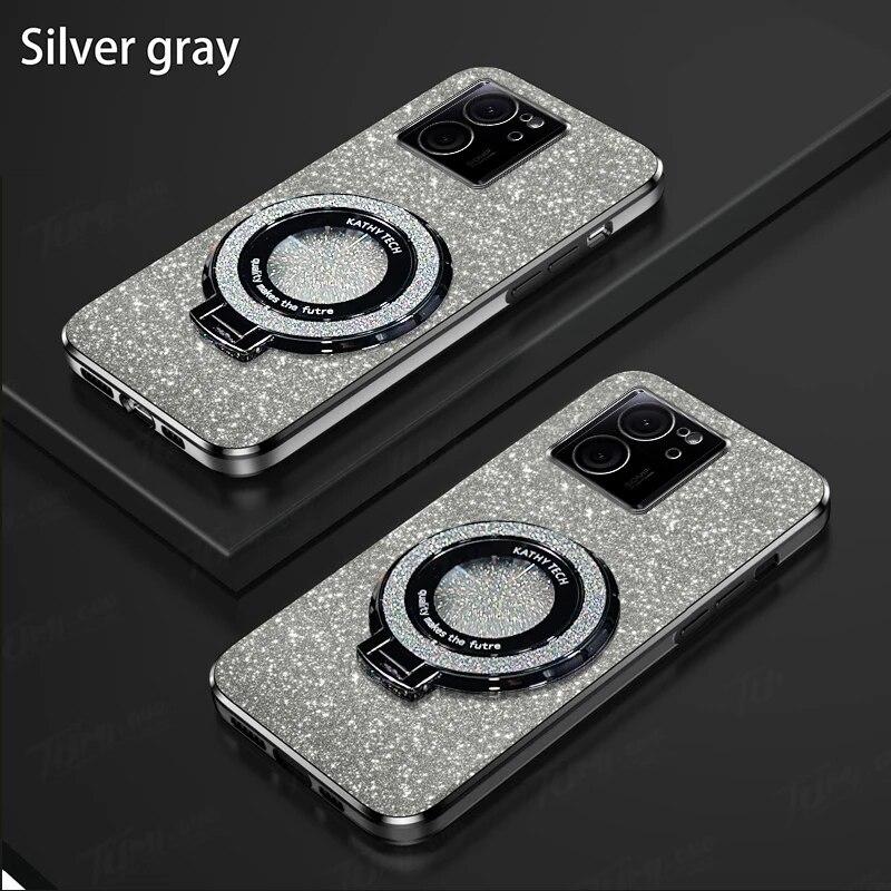 Luxury Plating Magnetic Holder Case For Xiaomi Mi 13T 12T 11T Pro 14 13 12 11 Lite POCO X3 NFC X5 F3 F4 F5 M3 M4 Silicone Cover