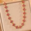 Colorful Diamond Four-Leaf Clover Jewelry Set - Necklace, Bracelet & Earrings for Women
