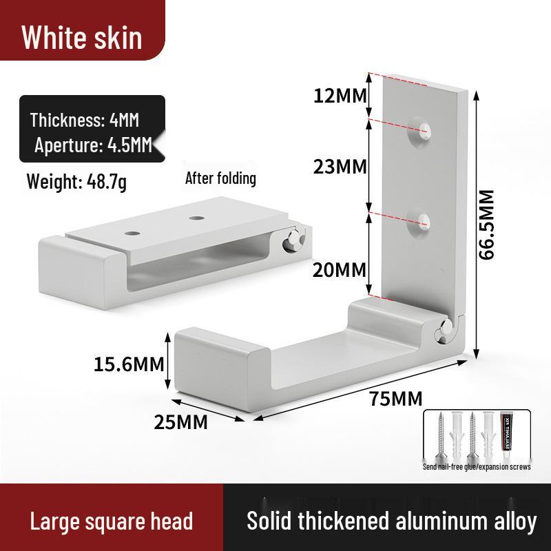 Black Aluminum Alloy Folding Wall-Mounted Coat Hook - Punch-Free, Solid Single Hook