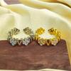 Four-leaf Clover Ring Opening Adjustable Zirconia Hollow Letters Fashion Women's Ring