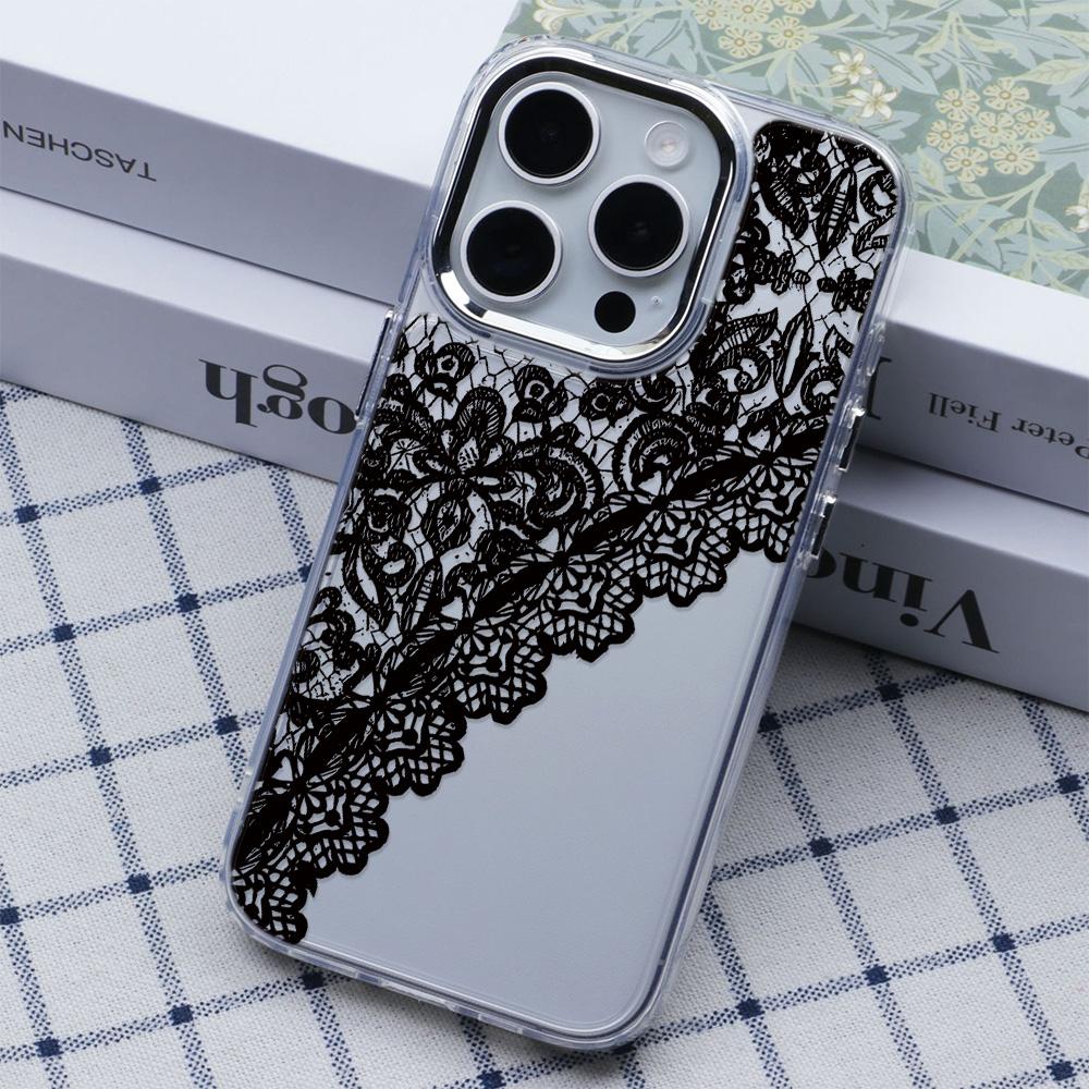 

Half Lace Phone Case For Iphone 15 Pro Max 14 Plus 17 16 13 12 11 17Air 17E 16E Coque Funda Phone Cover Modern Metal Photo Frame iphone 11 Pro чистый