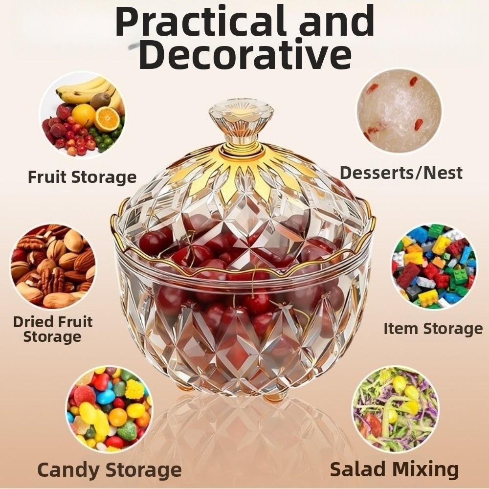 Elegantní průhledná dóza na bonbóny, prachotěsný pohárek na bonbóny, křišťálová dóza na svačiny, úložný prostor na svačiny