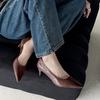 Cowhide Version~ Versatile High Heels Women's One-pedal Professional Work Shoes Shallow Mouth Pointed Temperament Single Shoes Non-slip