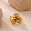 Classic Geometric Irregular Heart Gold Color Rings for Women Stainless Steel Exquisite Double Butterfly Rings Jewelry Party Gift
