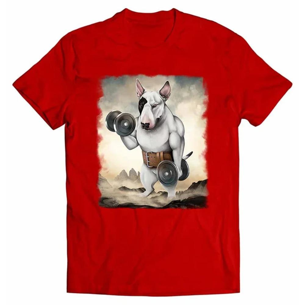 

Funny Bull Terrier Dog T-Shirts Animal Print Men Women Short Sleeve T Shirt Oversized Harajuku Unisex Tees Tops Clothing XXXXXL червоний