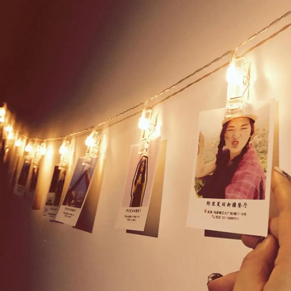 LED Light String with Clip Can Hang Small Card Postcard, New Year, Christmas Anniversary, Picture Decoration, Studio Wall Light String