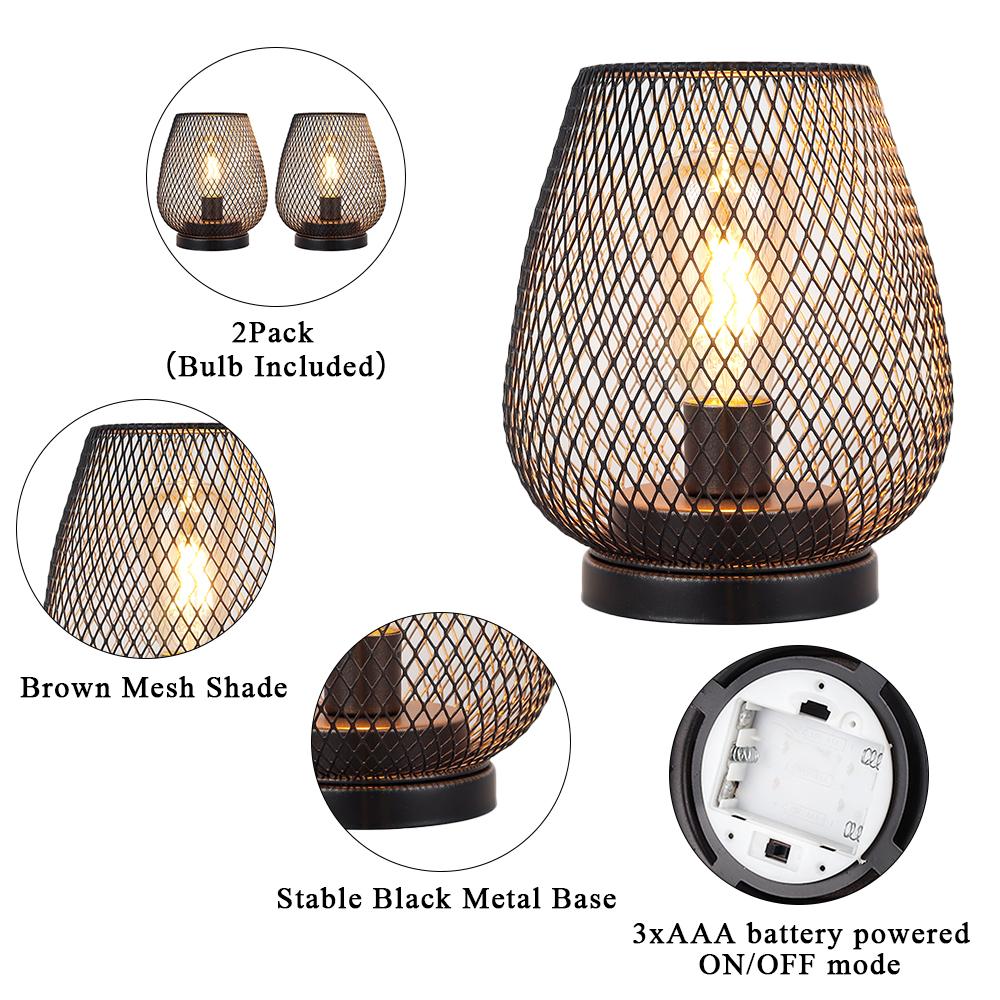 2PCS Simple Design Table Lamp Battery Powered Portable Night Lamp for Restaurant Event Decoration
