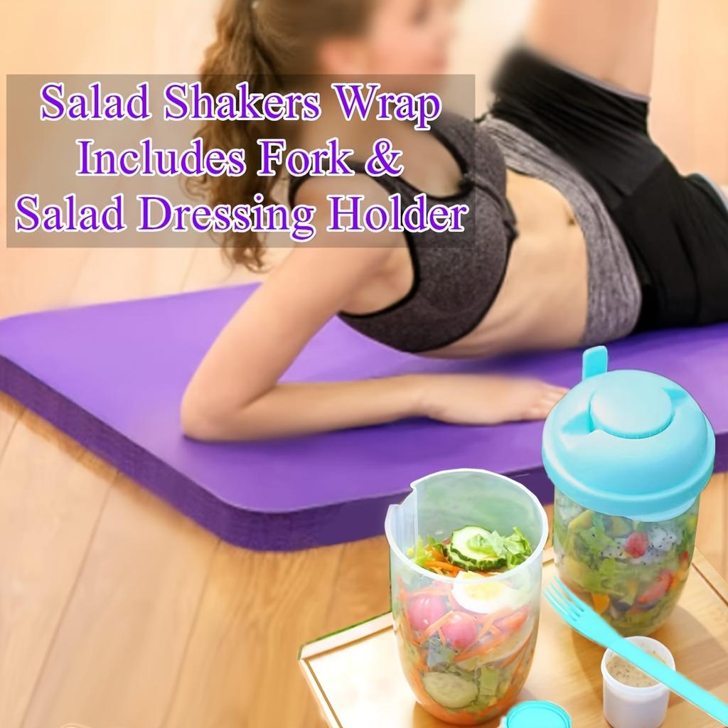 1pc, Salad Cup, Salad Meal Shaker Cup, Plastic Healthy Salad Container Wih Fork, Salad Dressing Holder, Salad Cup For Picnic Lunch Breakfast