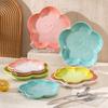 High Temperature Underglaze Ceramic Dinner Plate Gradient Color French Dessert Plate Home Fruit Plate Floral Design