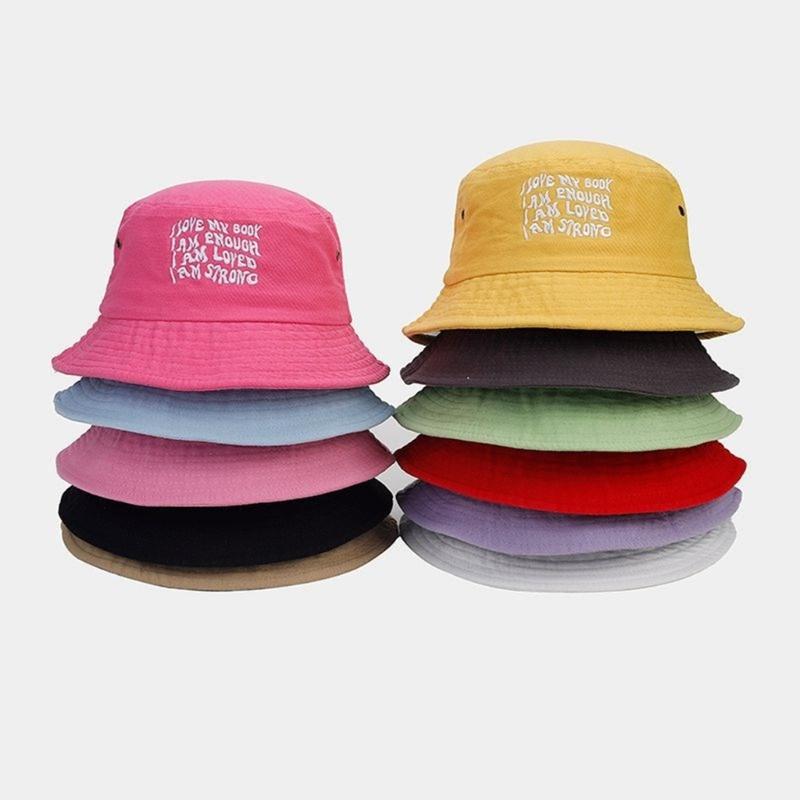 Embroidery Bucket Hat for Adult Outdoor Breathable Summer Spring Fisherman Hat