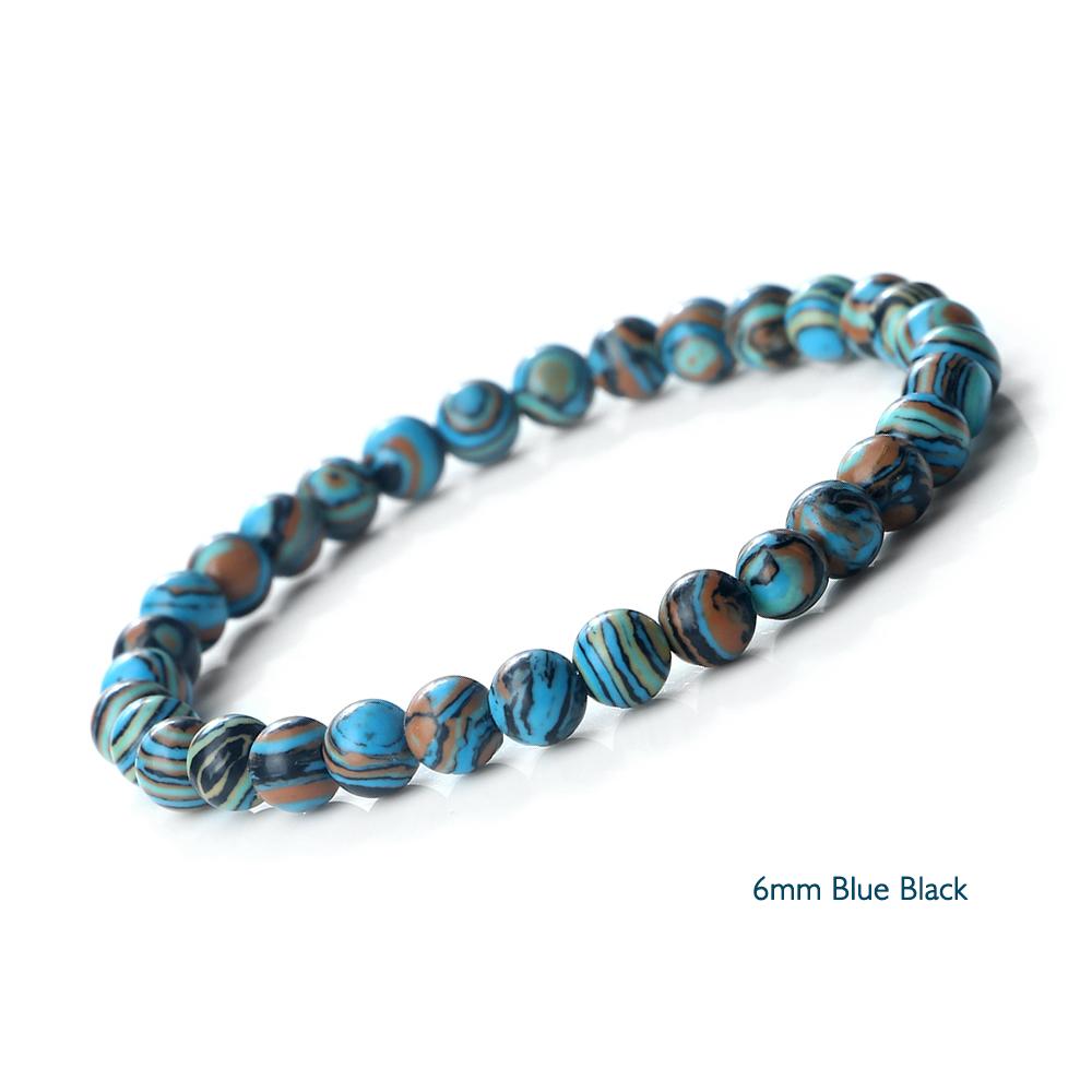 New Blue Malachite Natural Stone Bracelets Women Men Chakra Prayer Mala Buddhist Beads Bracelet Bangle Yoga Strand Charm Jewelry