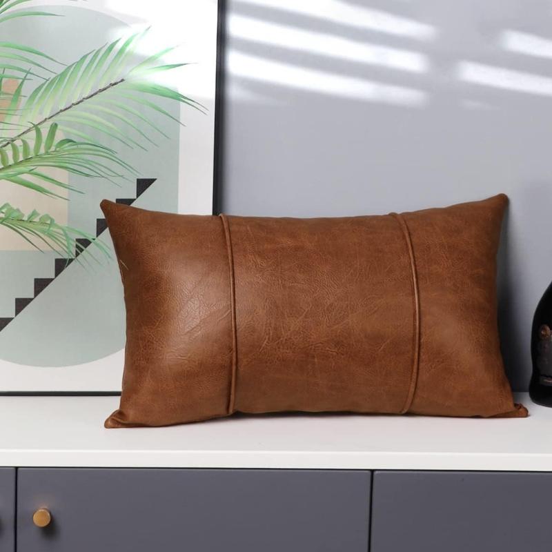 Modern Faux Leather Pillows Cover Stripeds Design Pillowcase Luxury Sofa Cushions Case For Bed Couch Living Room