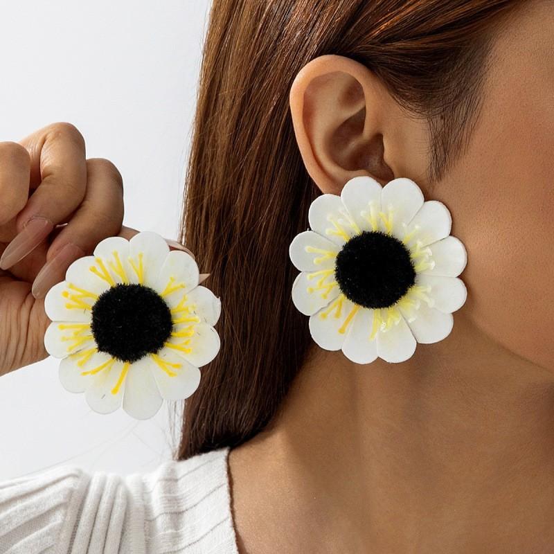 Korean camellia imitation pearl flower earrings temperament water drop earrings long earrings women