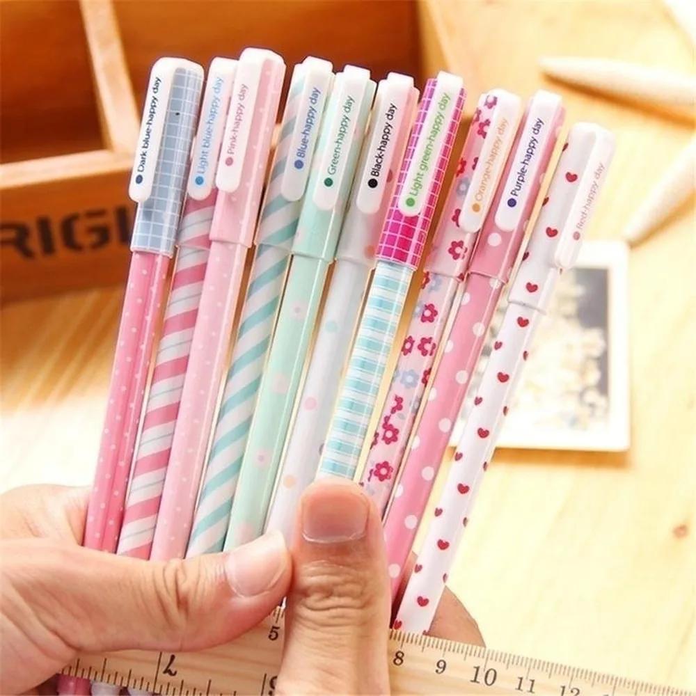 New 10Pcs/Set Colorful 0.38mm Gel Pen Flower Animal Starry Star Sweet Flora Colored Gel Pen Cute Pens For School Stationary