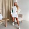 2023 Spring High Neck Long Sleeve Slit Sweatshirt Dress for Women