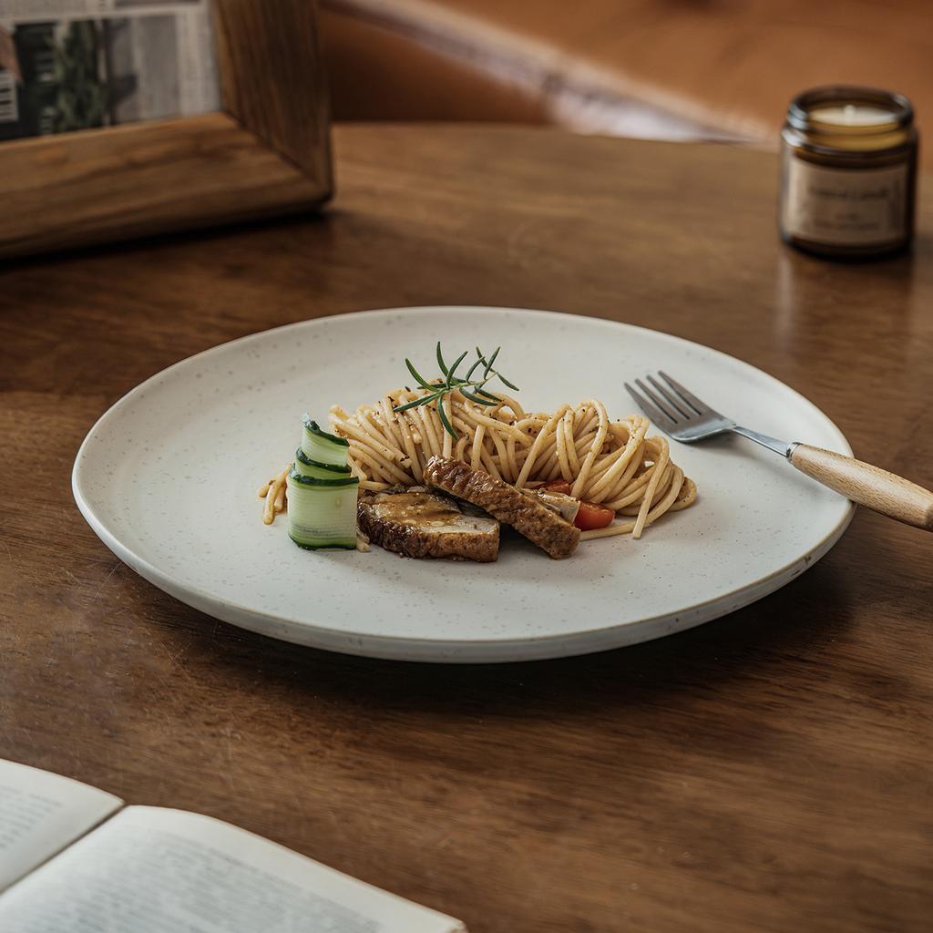 Simple Sesame Glaze Special-Shaped Large Plate Creative Household Ceramic Plate Dining Plate Restaurant Hotel Western Food Plate