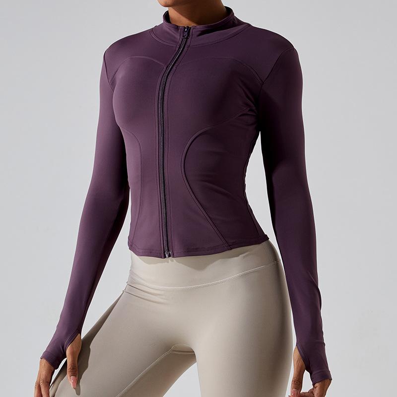 Autumn And Winter Nude Yoga Clothes Long Sleeved Women'S Zipper Sports Slimming Yoga Jacket Fitness Clothes Top