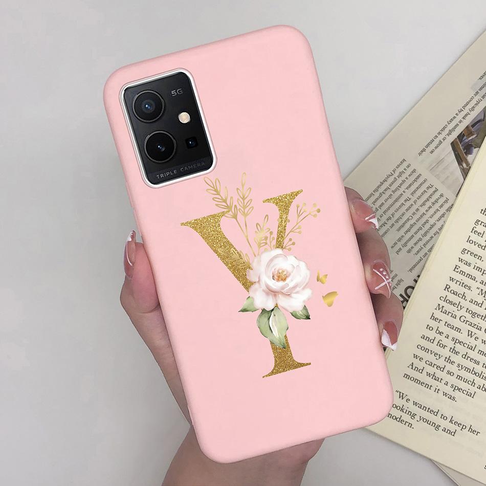 Simple Case For Vivo T1 5G Name 26 Letter Soft Matte Silicone Anti Slip Phone Back Cover For Vivo T 1 VivoT1 Shell Funda Bumper
