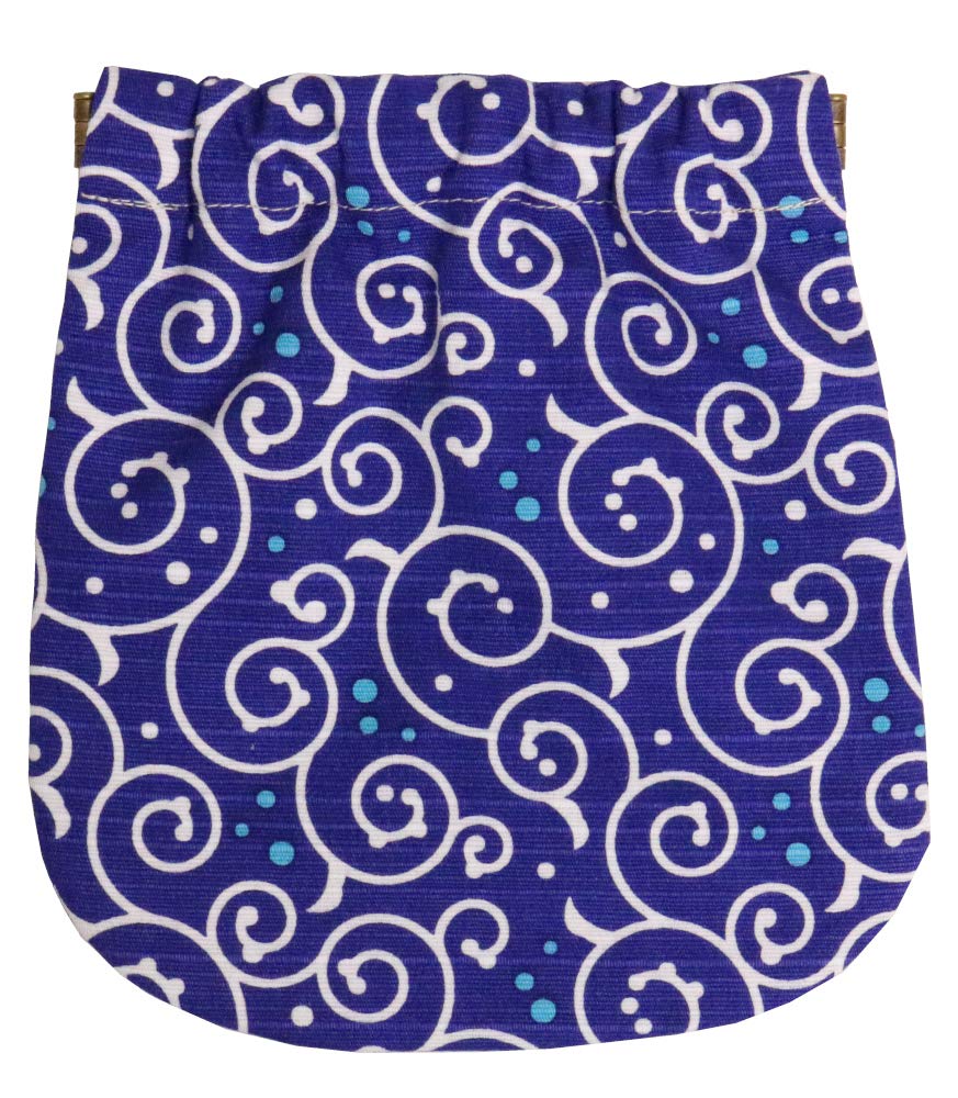 Kyosuke 16 X Dot Arabesque Navy Blue Japanese-made Spring-Cloth Pouch, 12cm, Pattern,