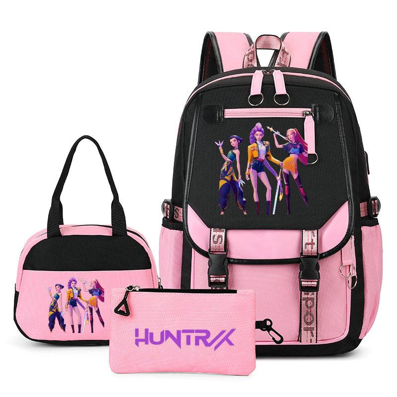 Ensemble Sacs à Dos KPop Demon Hunters Capacité Sac d'École Étudiant Pour Adolescent Avec Sacs Repas Sac à Dos Pour Femmes Garçons Filles Usage Quotidien