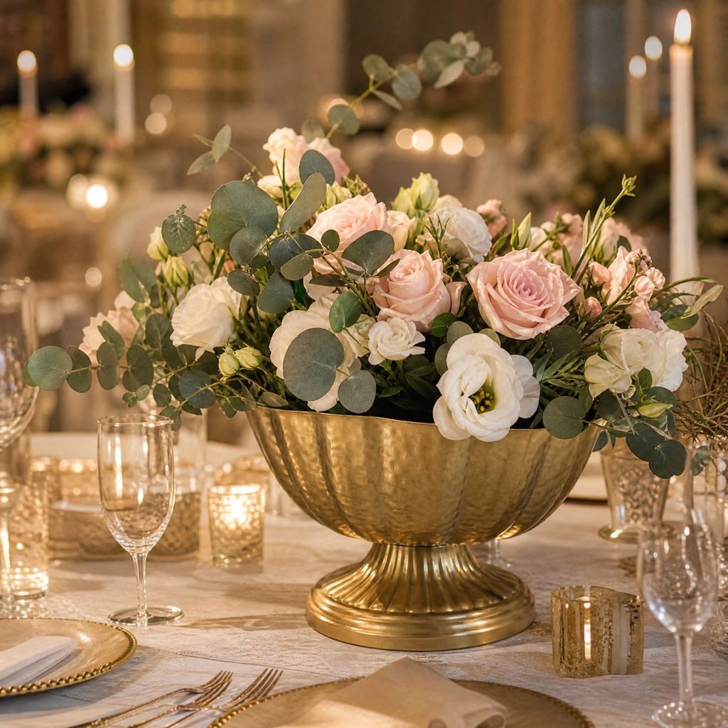 23W5036-23 Large Vintage Vase, Wide Mouth Flower Pot Centerpiece and Floral Arrangements