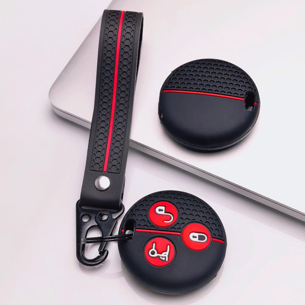 Key Fob Cover for Mercedes with Keychain Anti-Scratch Surface Shockproof Structure Soft Grip Texture Easy Install Design Responsive Button Touch