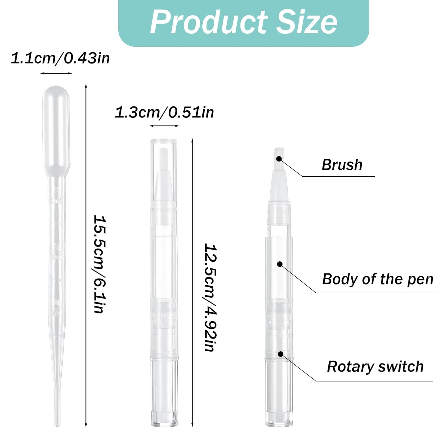 6 шт. многоразовых ручек-аппликаторов для масла для кутикулы по 3 мл с 4 шт. пипеток для переливания, ручка-аппликатор для масла для ногтей для домашнего изготовления блеска для ногтей, губной помады, роста ресниц