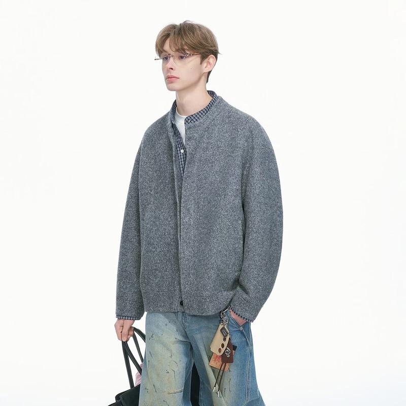 DREAM MADE Men s Faux Two-Piece Old Money Plaid Knit Jacket L