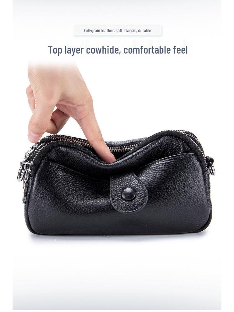 Women's Genuine Leather Mini Crossbody Bag - Large Capacity, Fashionable Phone & Mommy Bag