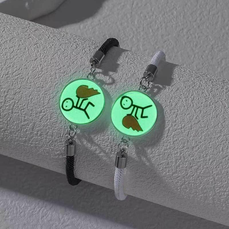 Браслет из нержавеющей стали с камнями «Солнце и Луна»: Светящийся плетеный браслет-сердце для пар и друзей, подарок на День святого Валентина.