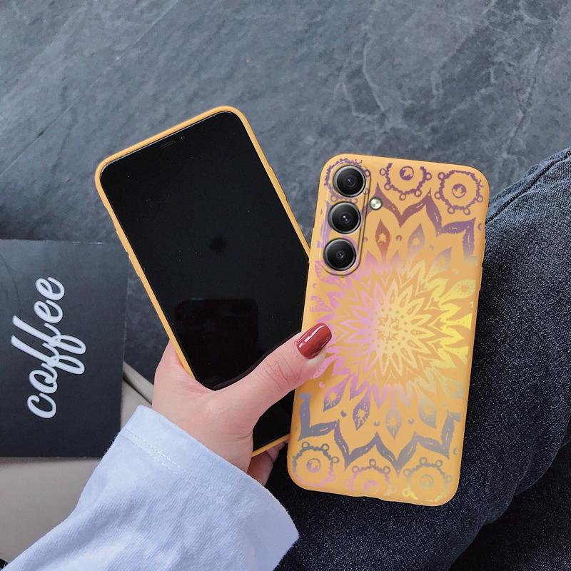Luxury Flower Pattern Soft Silicone Phone Case For Samsung Galaxy A55 A35 A34 A54 A15 S23 S24 FE S25 M35 M34 Camera Protective Shockproof Full Cover