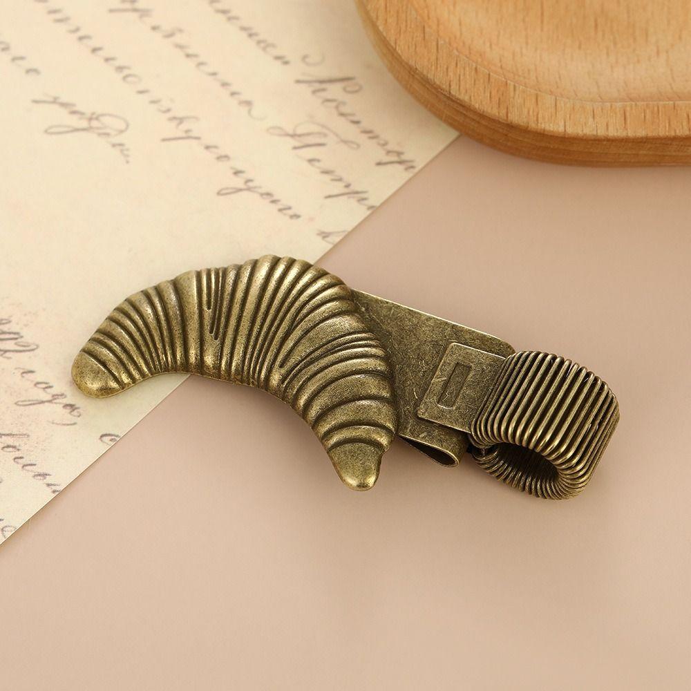 Elegant Metal Pen Clip Holder Croissant Shape Loop Pen Organizer Portable Bakery Pen Clip Office