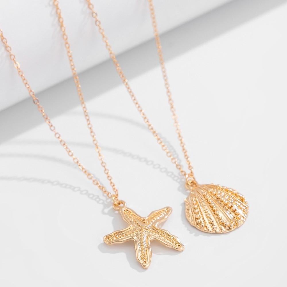 2 Stück/Set Muschel Seestern Taillenkette Anhänger Körperkette Schmuck Bikini Bauchkette Sommer