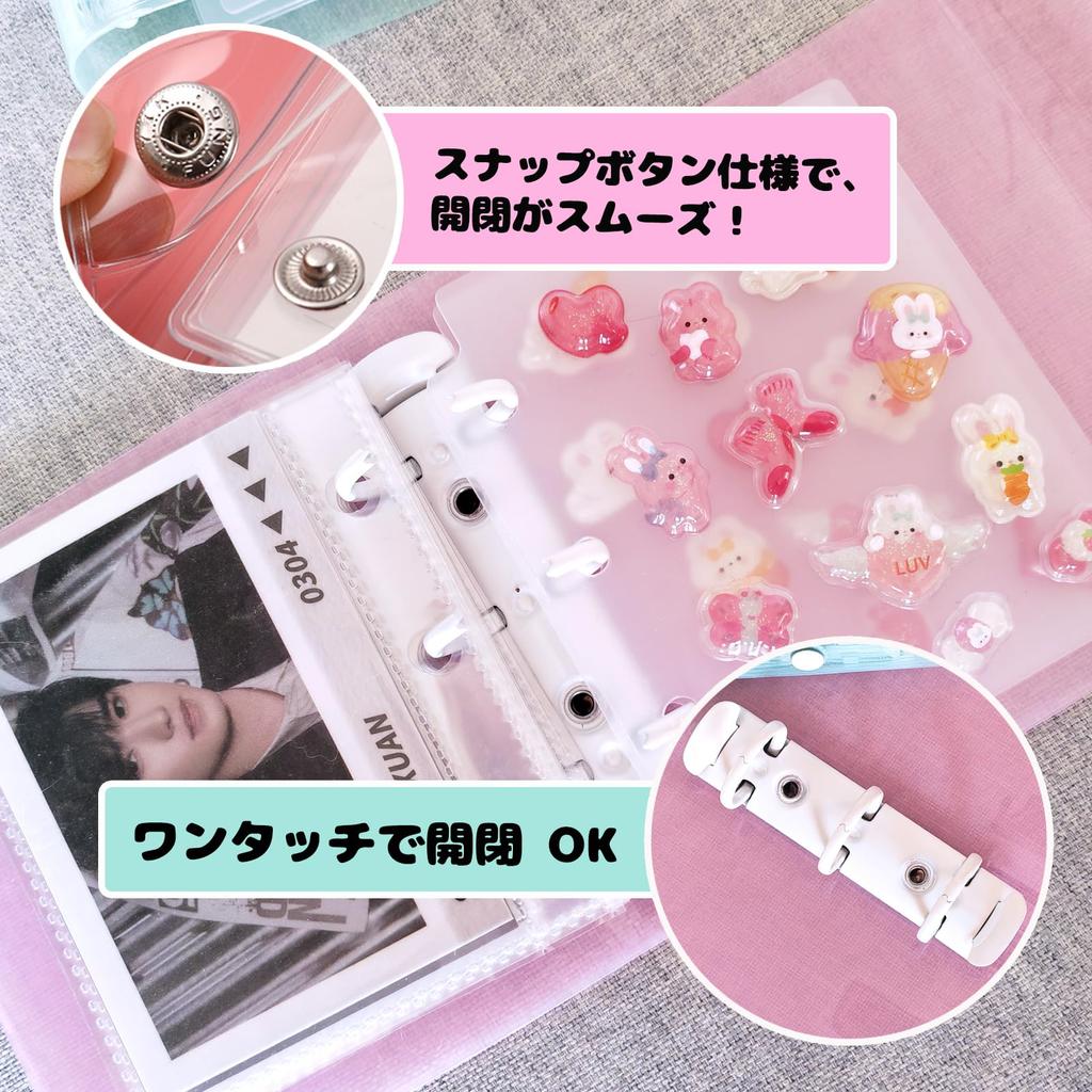 of Sticker Book A8 Transparent Clear Mini Binder Large Capacity Sticker Book Removable Stickers Planner Fan Activity Stickers Photo Storage Green Pink