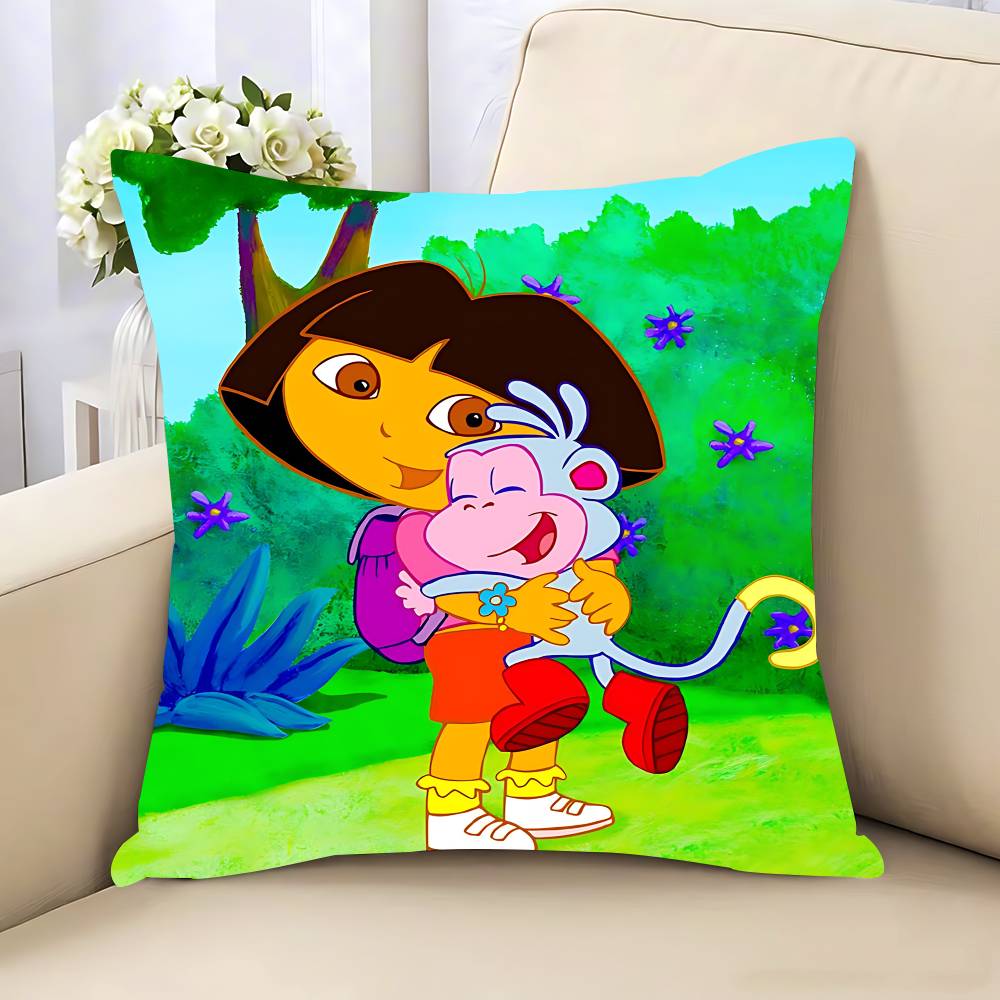 

Классическая анимация Дора-путешественница Наволочка Съемная Моющаяся Наволочка – Всесезонный Мягкий Лен 16x16in 40x40cm