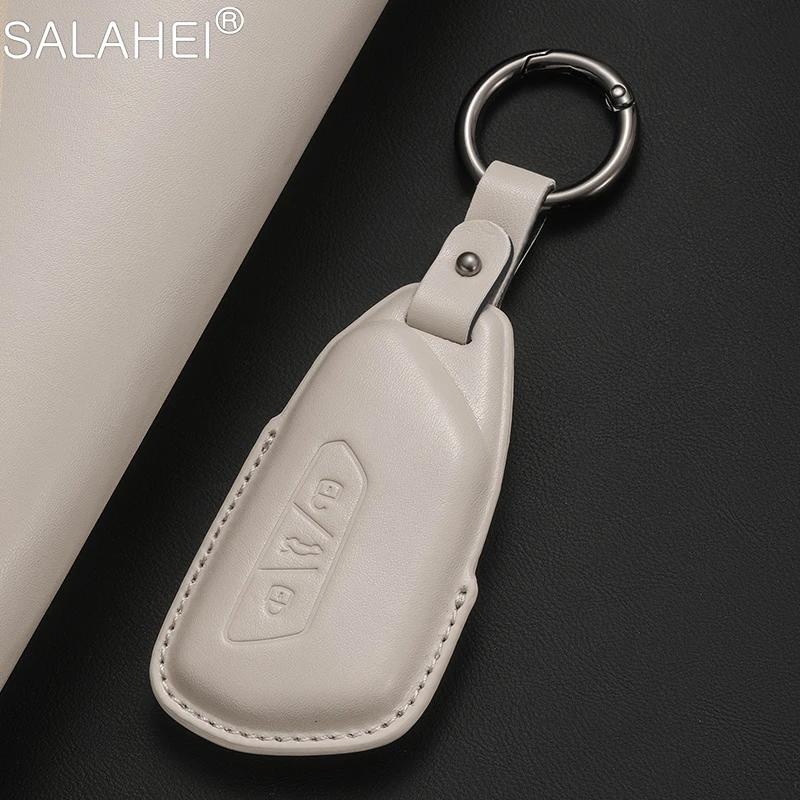 Leather Car Key Case Cover Shell Holder Fob For VW Volkswagen Golf 8 MK8 GTI GTD R ID3 ID4 2020 Keychain Protection Accessories