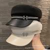 New Chain H Diamond Flat Top Hat Women's Spring and Autumn New British Retro Casual Fashion Sunscreen Painter Newsboy Hat