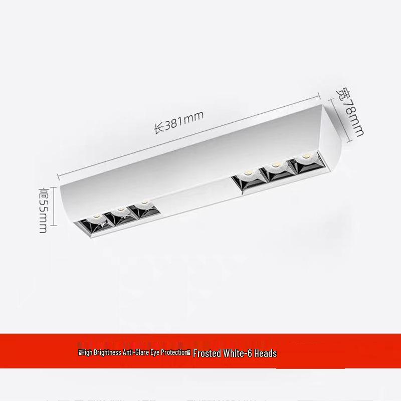 Linear Track Surface-Mounted LED Ceiling Spotlight, 30W, Anti-Glare, 6 Heads for Living Room/Bedroom